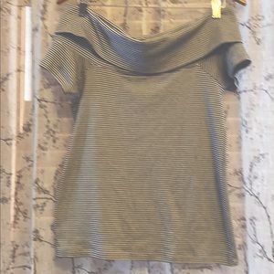 JCrew off the shoulder striped cotton top.